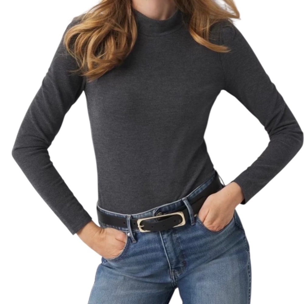 WHBM Puff Sleeve Mock Neck Snit NWT